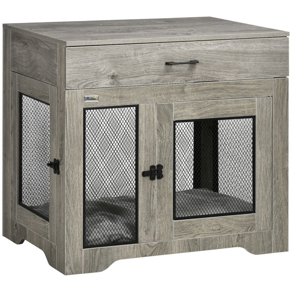 Furniture-Style Double-Door Dog Crate for Medium Dogs - Indoor Grey