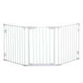 Foldable Pet Safety Gate 3-Panel Playpen with Walk-Through Door, White