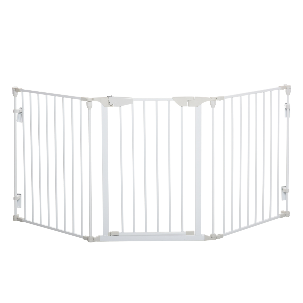 Foldable Pet Safety Gate 3-Panel Playpen with Walk-Through Door, White