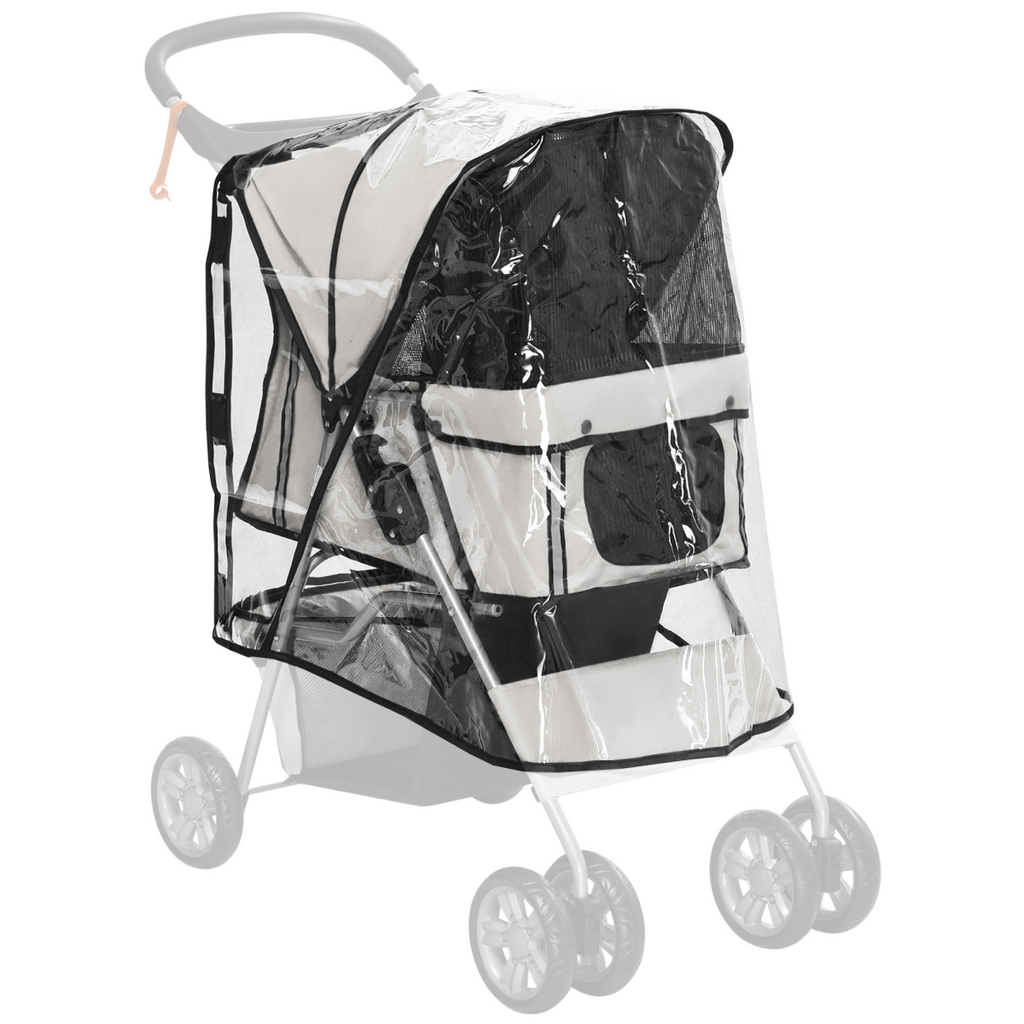 PawHut Dog Stroller Rain Cover with Rear Entry – Weatherproof Pram Shield