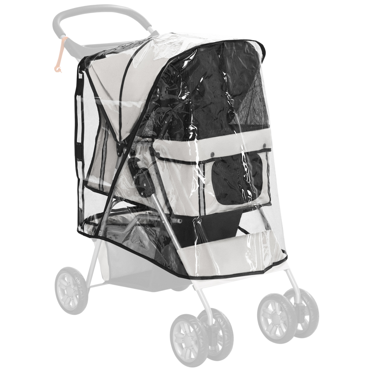 PawHut Dog Stroller Rain Cover with Rear Entry – Weatherproof Pram Shield
