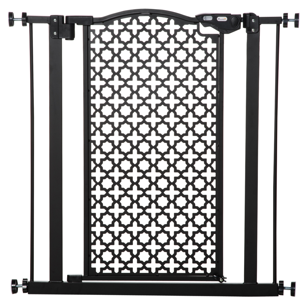 74-80 cm Pet Safety Gate - Auto-Close, Pressure-Fit, Double Locking, Black