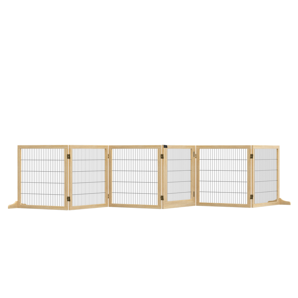 PawHut 6-Panel Freestanding Foldable Wooden Dog Gate Playpen 432cm