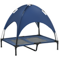 PawHut 92cm Elevated Outdoor Dog Bed with Canopy - UV Protection Cooling Cot