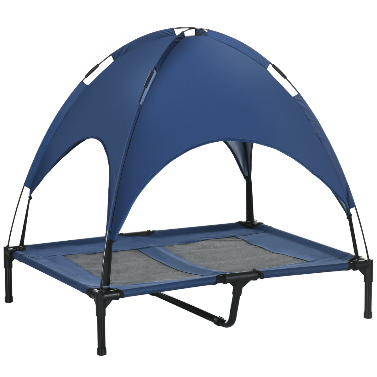 PawHut 92cm Elevated Outdoor Dog Bed with Canopy - UV Protection Cooling Cot