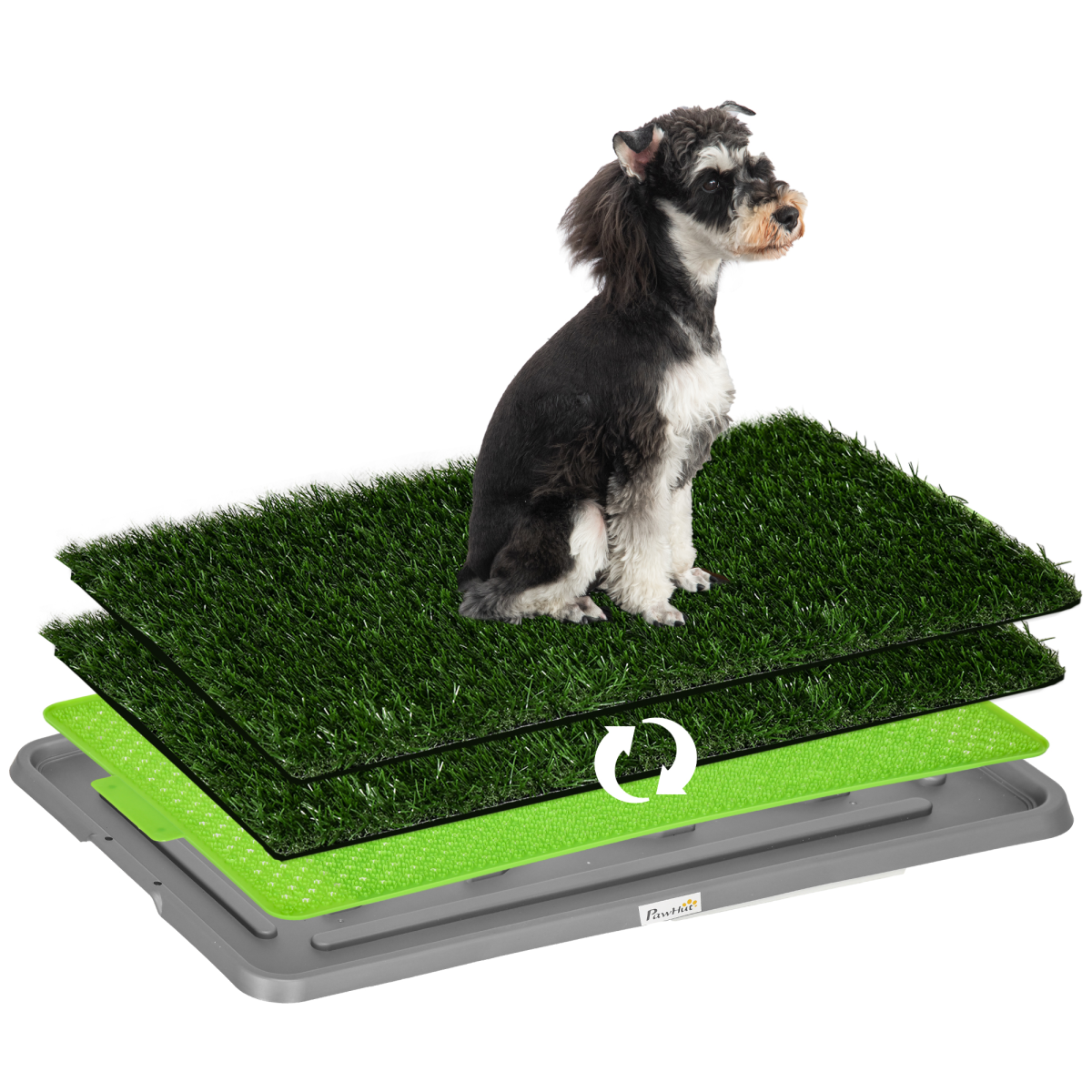 PawHut Dog Toilet with 2 Artificial Grass Pads, 67x41cm, Green