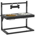 PawHut Adjustable Raised Dog Bowl Stand with Name Plate