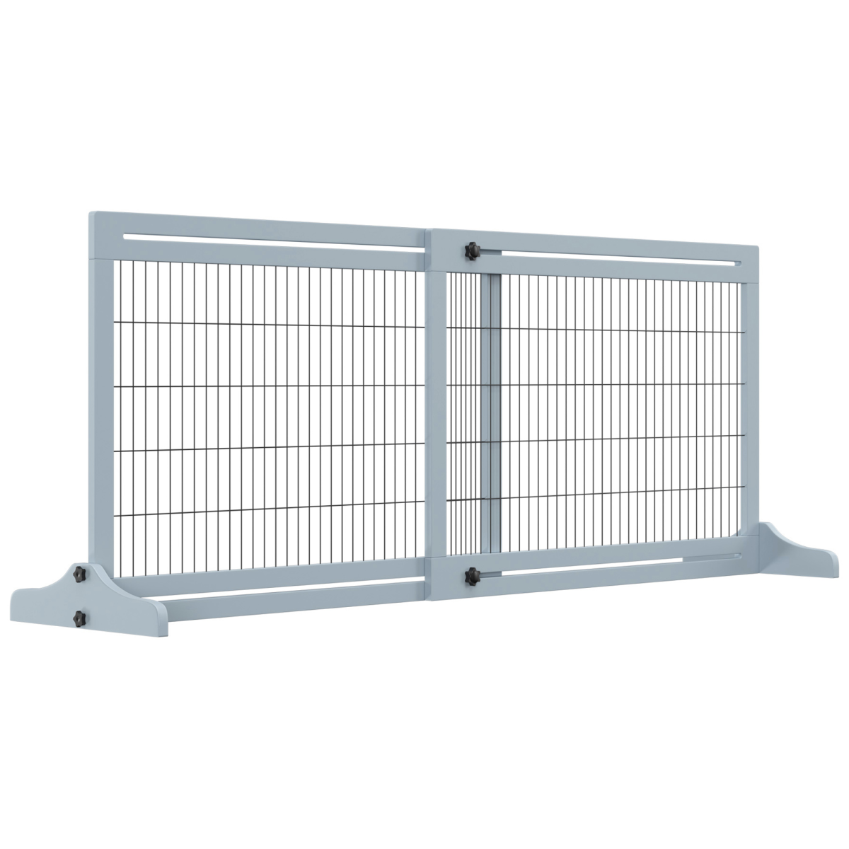 Pawhut Adjustable Freestanding Wooden Pet Gate for Doorways - Grey
