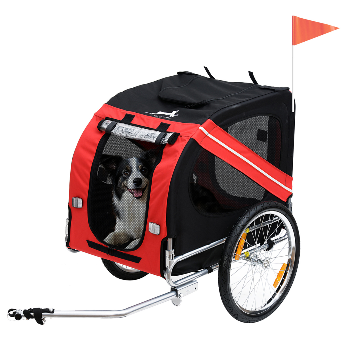 Red Pet Bicycle Trailer for Dogs & Cats - Water-Resistant, Hitch Coupler