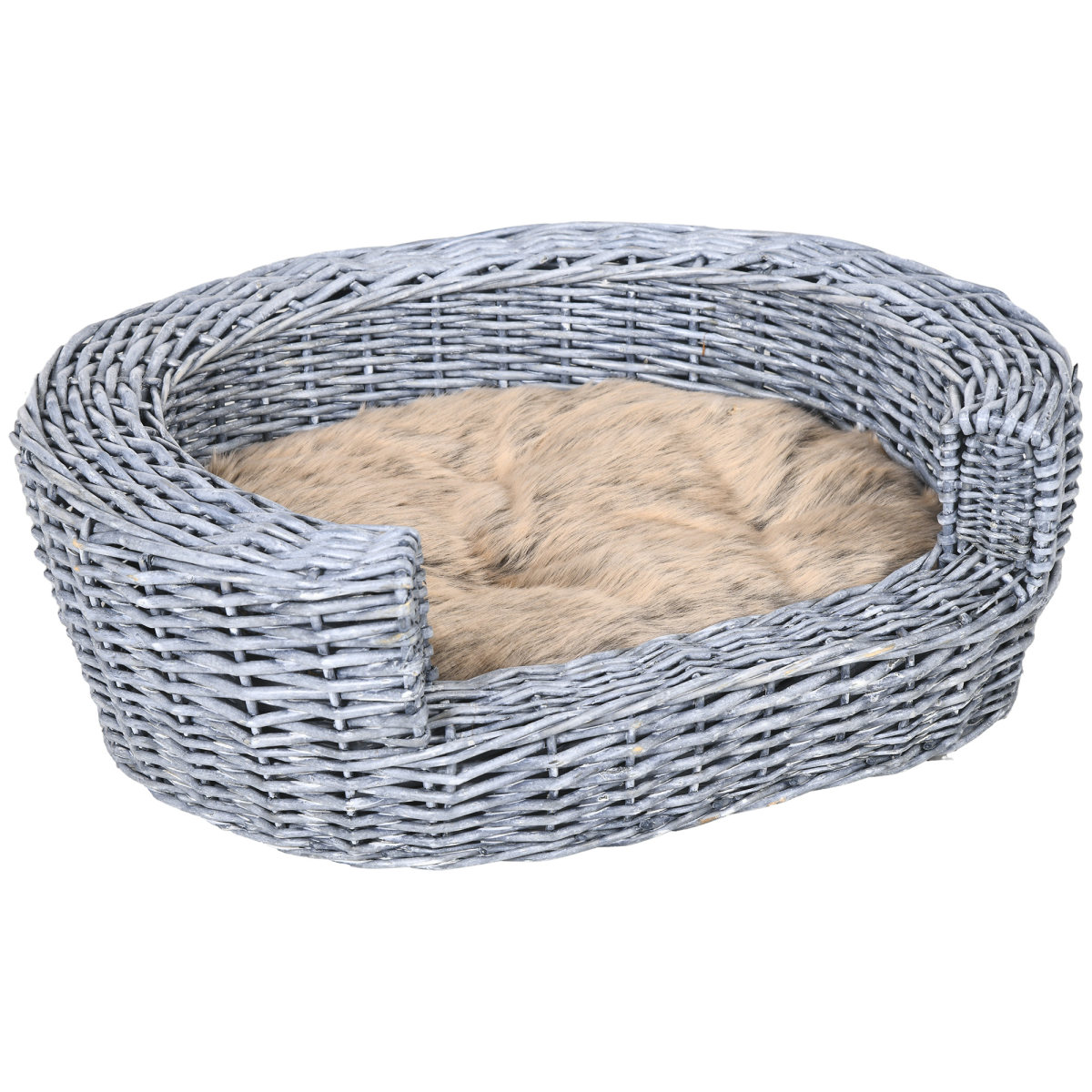 Elevated Willow Wicker Pet Bed & Cushion for Cats & Small Dogs