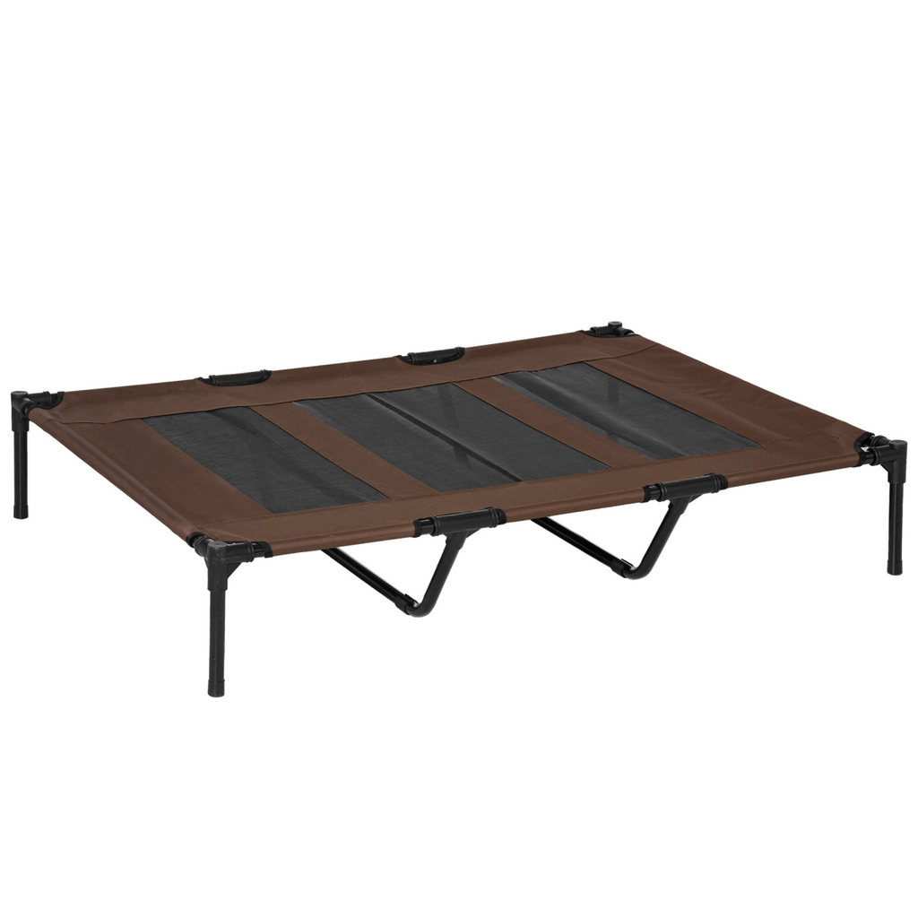 Cooling Elevated Dog Bed - Portable Raised Pet Cot for Indoor & Outdoor - Brown