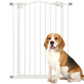 PawHut 74-80cm Adjustable Metal Pet Gate with Auto-Close Door, White