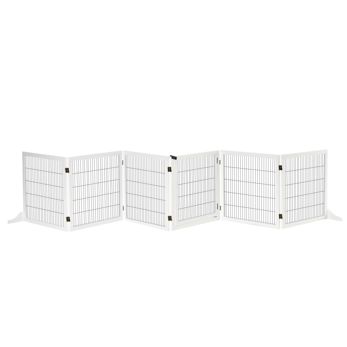6-Panel Freestanding Foldable Wooden Dog Gate Playpen 432cm Pawhut