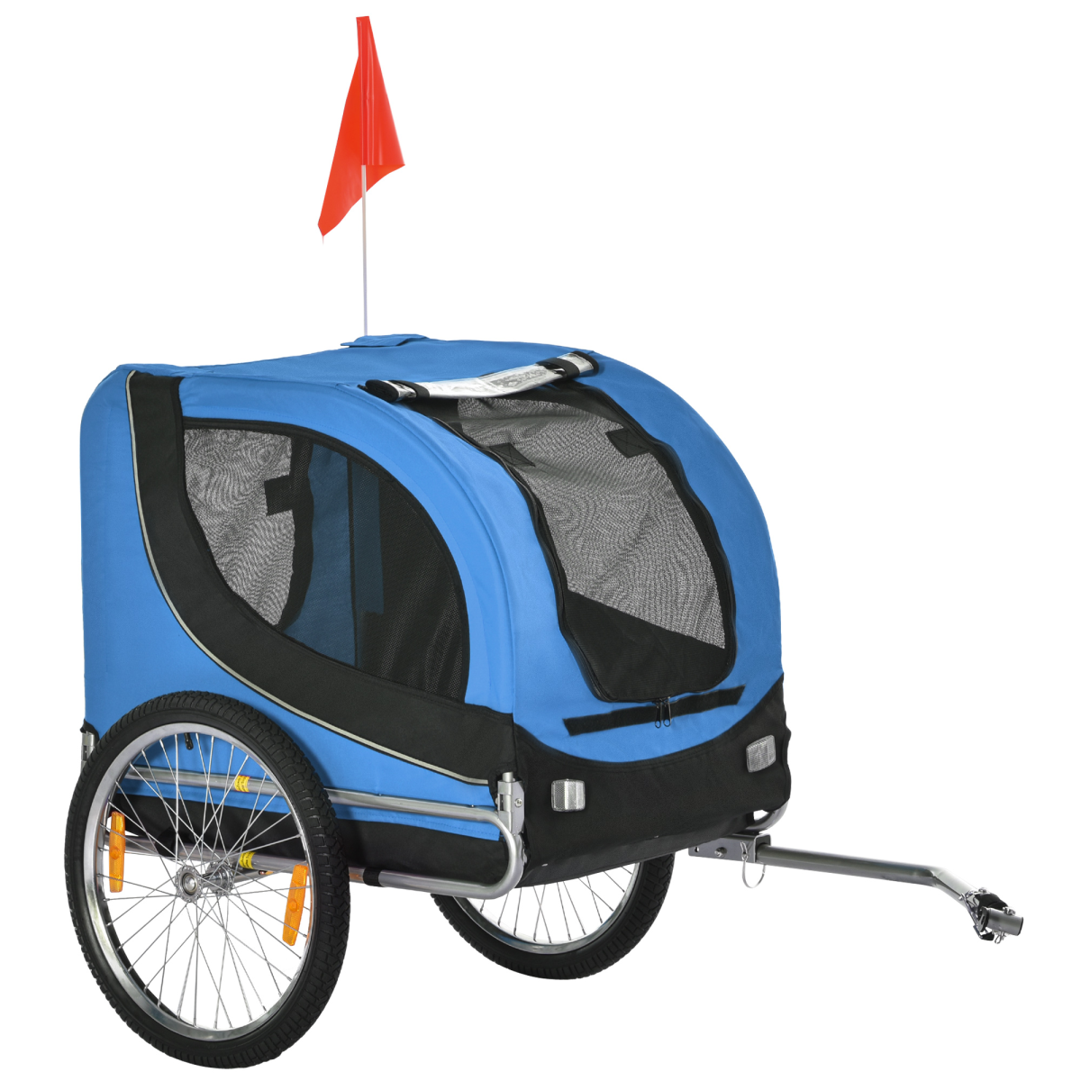 Dog Bike Trailer Carrier - Steel Frame, 30kg, Black & Blue, Hitch Ready
