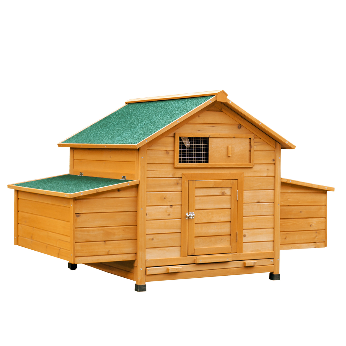 Solid Fir Outdoor Pet House with Dual Nesting Boxes & Weatherproof Roof
