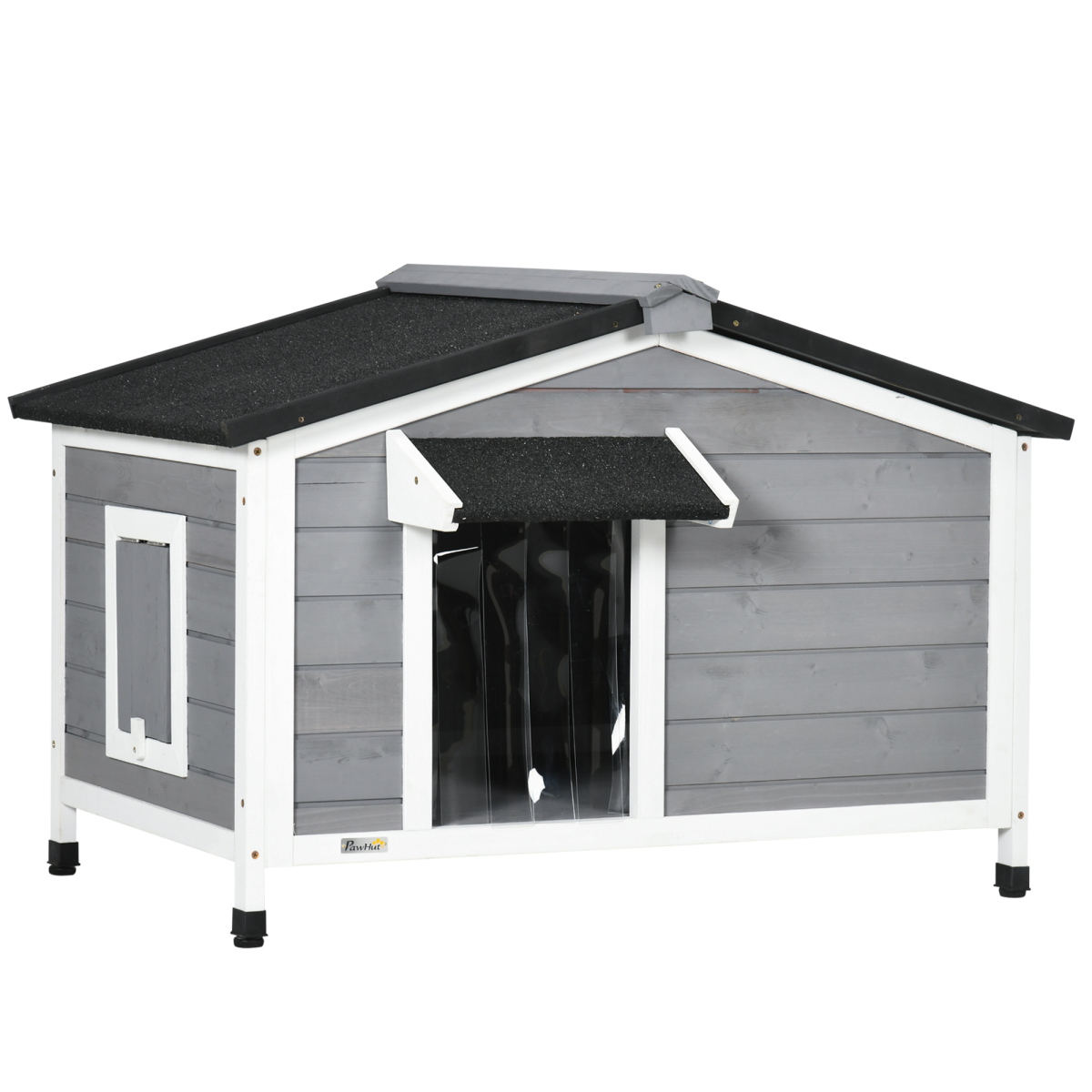PawHut Outdoor Wooden Dog Kennel - 97L x 72W x 65H cm, Grey