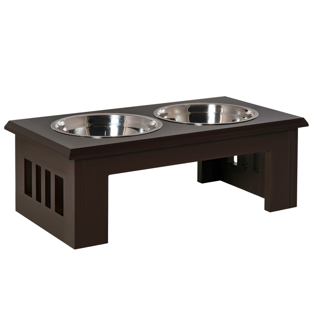 Pawhut Elevated Dual Stainless Steel Dog Bowls with Non-Slip Base
