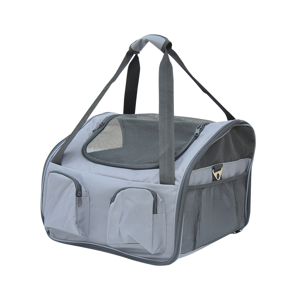 Foldable Pet Car Seat Carrier, Portable Mesh Travel Cage for Cats & Dogs