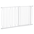 White Adjustable Pet Safety Gate - Metal Dog Barrier for Doorways