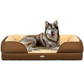 PawHut Calming Large Dog Bed with Thick Bolster, Non-Slip, Brown