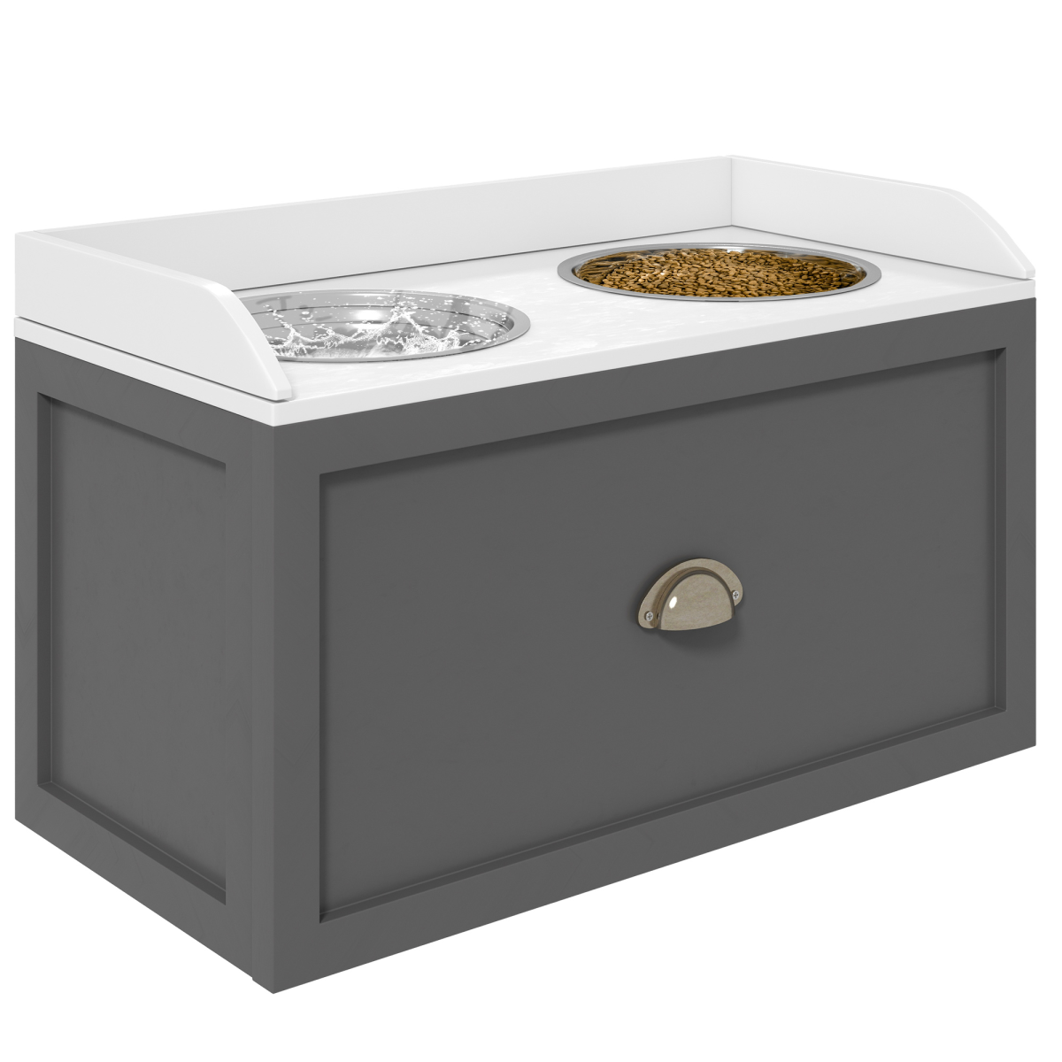 PawHut Raised Stainless Steel Dog Bowl with 21L Drawer for Large Dogs