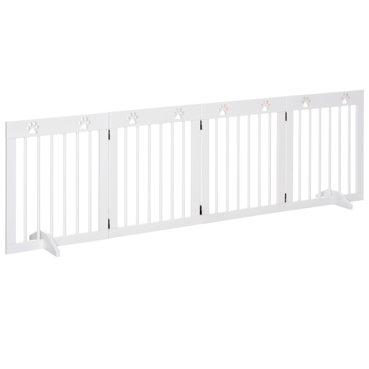Freestanding 4-Panel Folding Wooden Dog Gate with Removable Feet