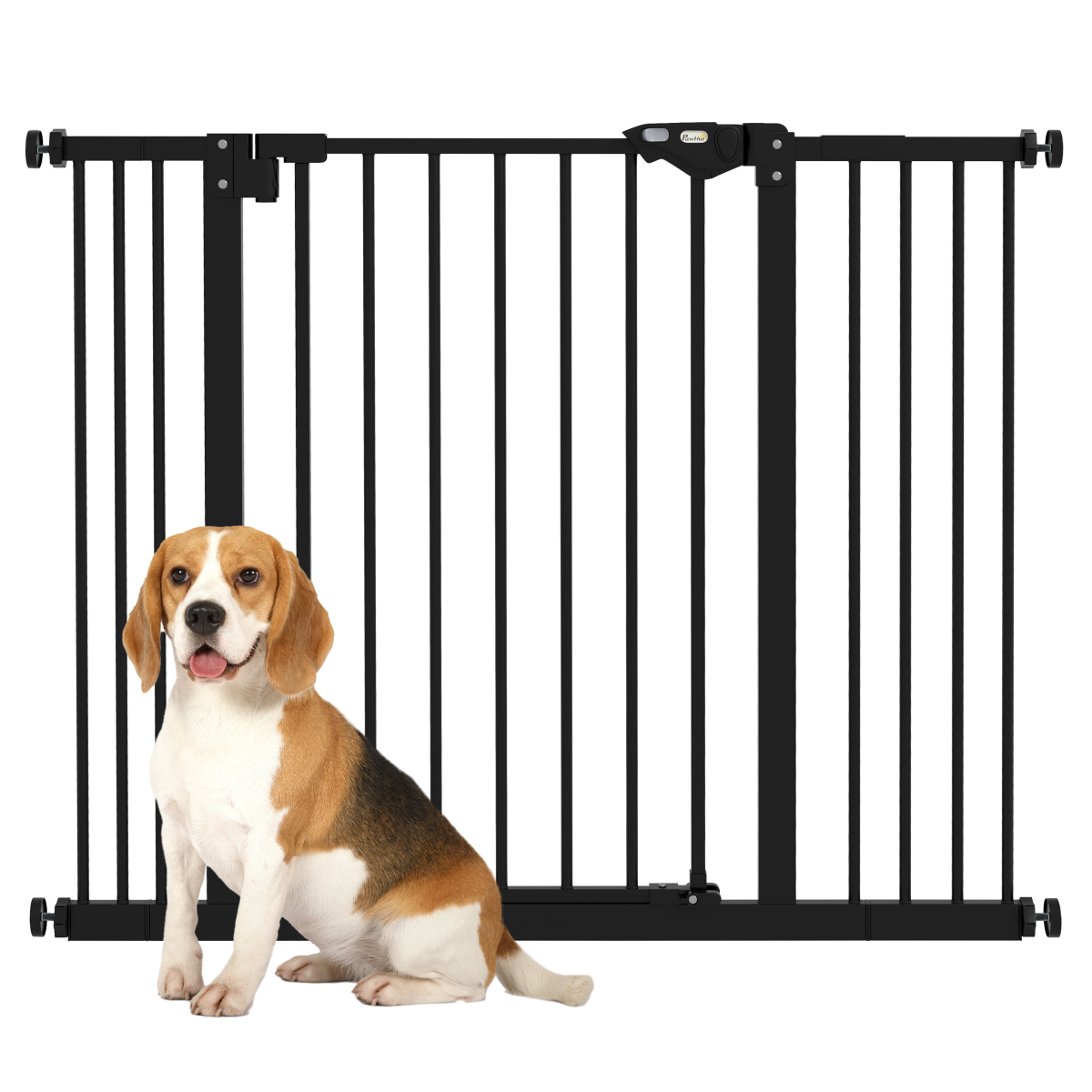 PawHut Adjustable Safety Gate with 2 Extensions, Auto-Close, Black
