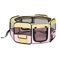 Pink Fabric Pet Playpen - Portable, Foldable Mesh Enclosure for Small Pets