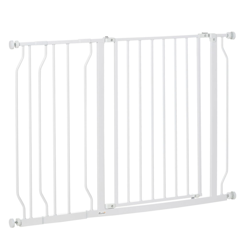 PawHut Adjustable Stair Gate, 75-115W cm, Door-Pressure Fit, White