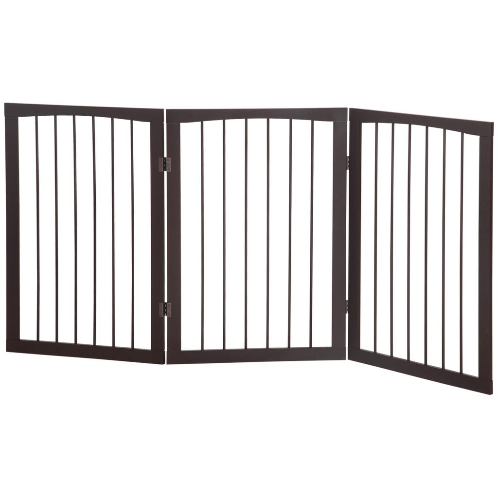 Folding Pine Wood Pet Gate Free-Standing Indoor Dog Fence Child-Safe Small Dogs