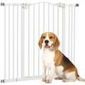 PawHut Adjustable Metal Pet Gate 74-100cm with Auto-Close Door - White