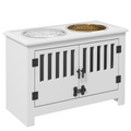 PawHut Raised 2-Bowl Dog Feeding Station for Large Dogs with Storage - White
