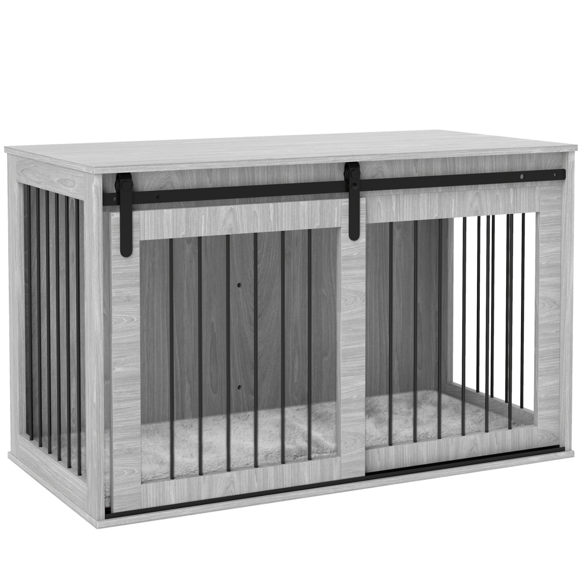 PawHut XL Dog Crate Furniture with Removable Cushion - Grey