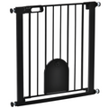 Adjustable 75-82 cm Pet Gate - Stair-Pressure Fit, Auto-Close, Double Lock, Black