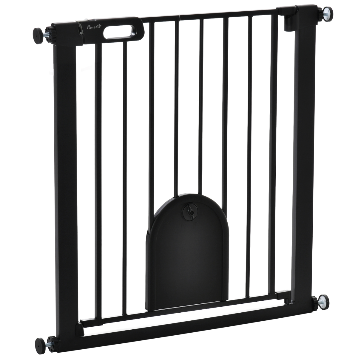 Adjustable 75-82 cm Pet Gate - Stair-Pressure Fit, Auto-Close, Double Lock, Black