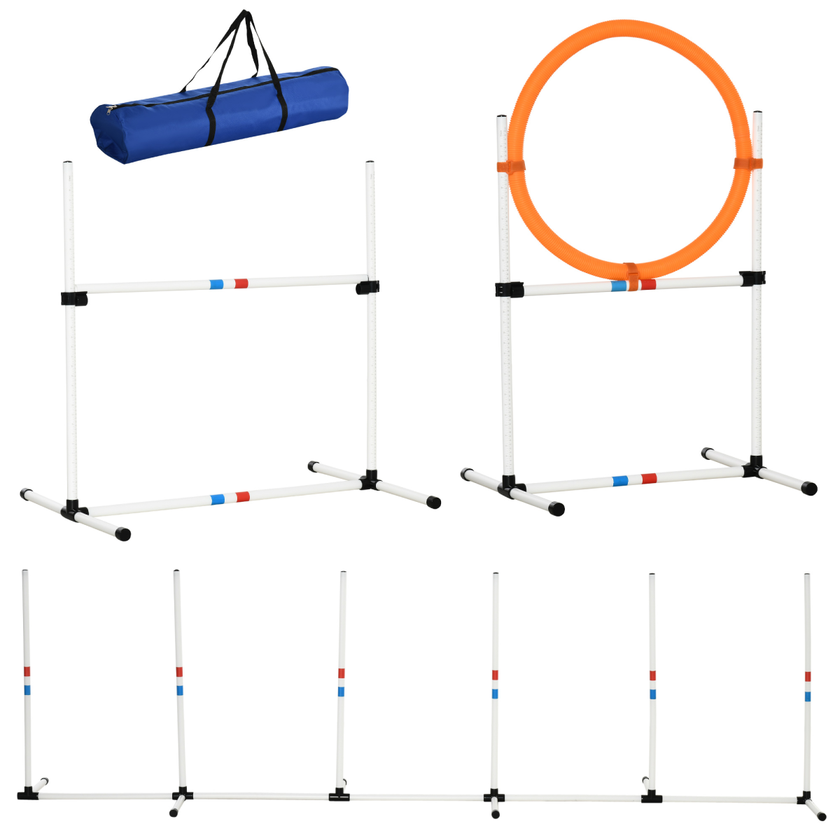Portable 3-Piece Dog Agility Set: Jump, Weave & Ring Obstacles