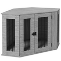PawHut Dog Crate & Side Table for Medium Dogs, Large Door, Grey