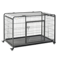 81x125cm Pawhut Metal Dog Cage with Locking Door and Wheels Extra Large