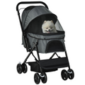 PawHut Foldable Pet Stroller with Reversible Handle - Grey