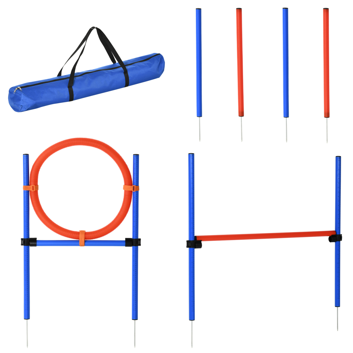 Pet Agility Training Kit: Adjustable Jump Hoop, Poles & Tunnel